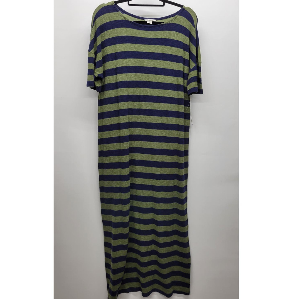 Caslon Stripe Short Sleeve Midi T-shirt Dress Large